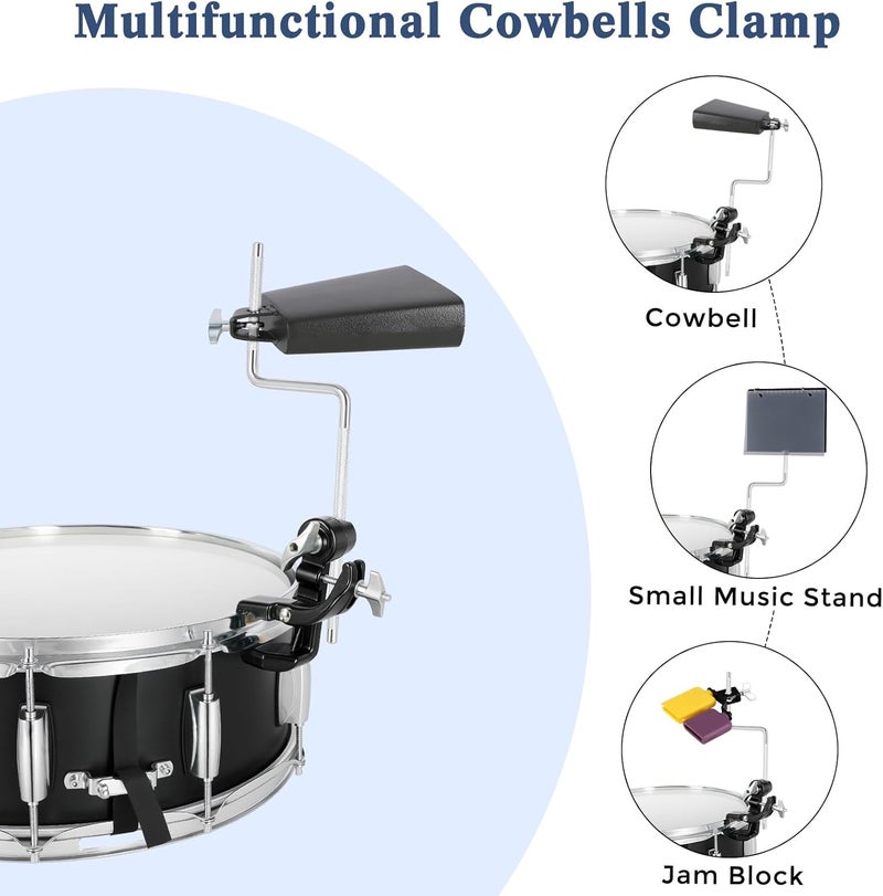 RANMING Jaw Drum Mount Universal Cowbell Clamp Bracket High-Strength Alloy Steel Holder for Cowbell and Tambourine Ideal for Drum Set Percussion Performance and Practice - Image 4